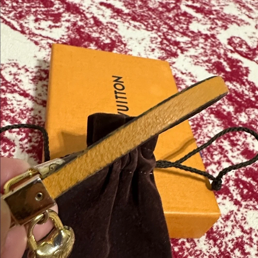 Louis Vuitton Brown Bracelet with Gold Heart Lock